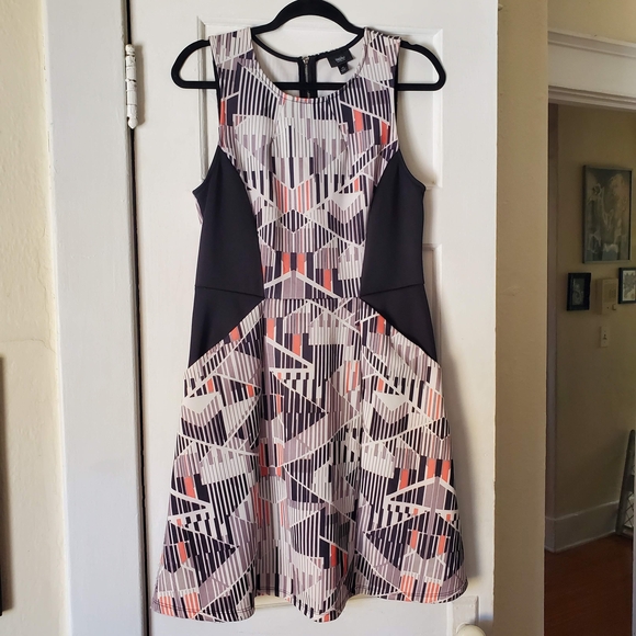 Massimo Black and Orange Geometric Mini Dress - Picture 1 of 7